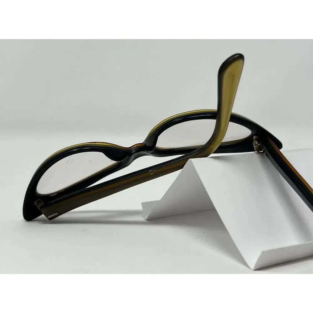 Vintage Prestige Ann Cat Eye Glasses Frame 46-19 Two Tone Bronze Black 50s 60s